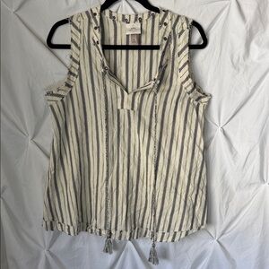 Striped Sleeveless Top - Black and White